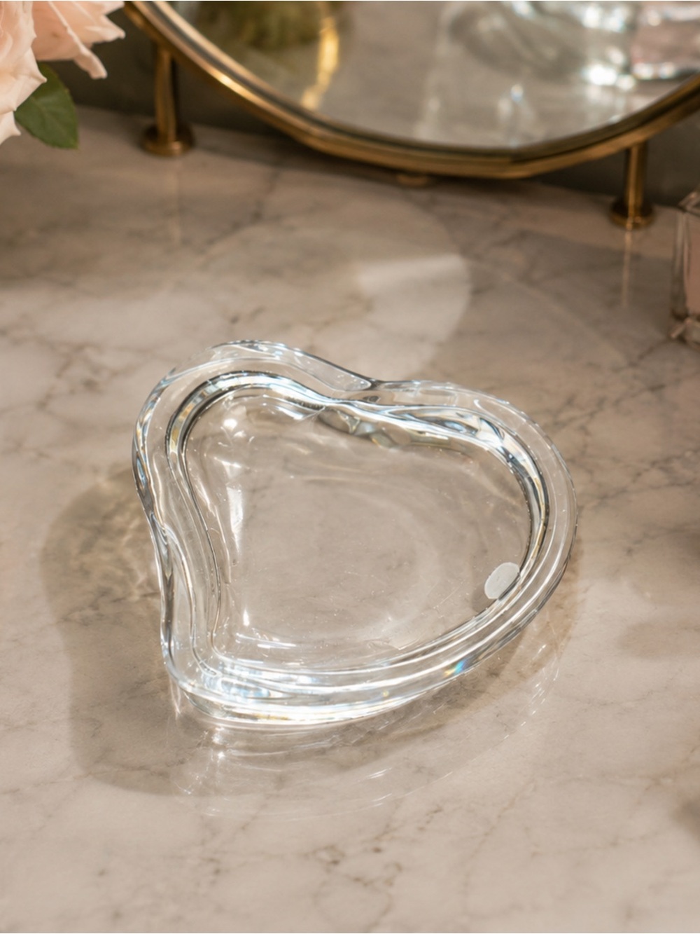 Tiffany & Co. Clear Heart Glass trinket box